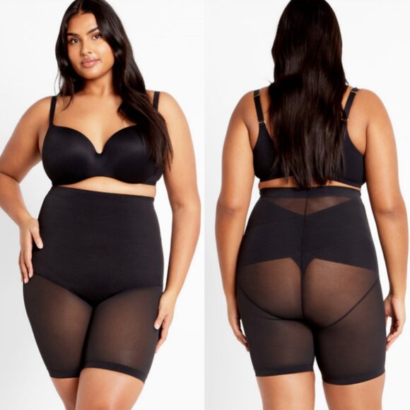 NWT City Chic Black High Rise Power Mesh Short Shapewear 18 - Picture 1 of 12
